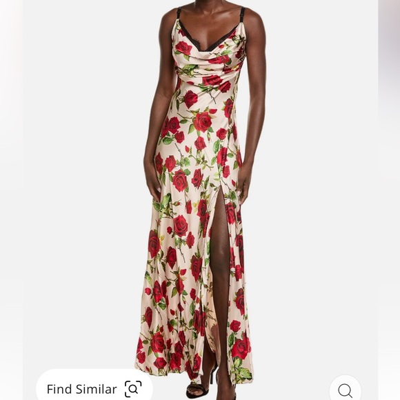 L'AGENCE Dresses & Skirts - New L'AGENCE Venice Cowl Lace Neck Silk Gown in Sand Silk Romantic Rose.